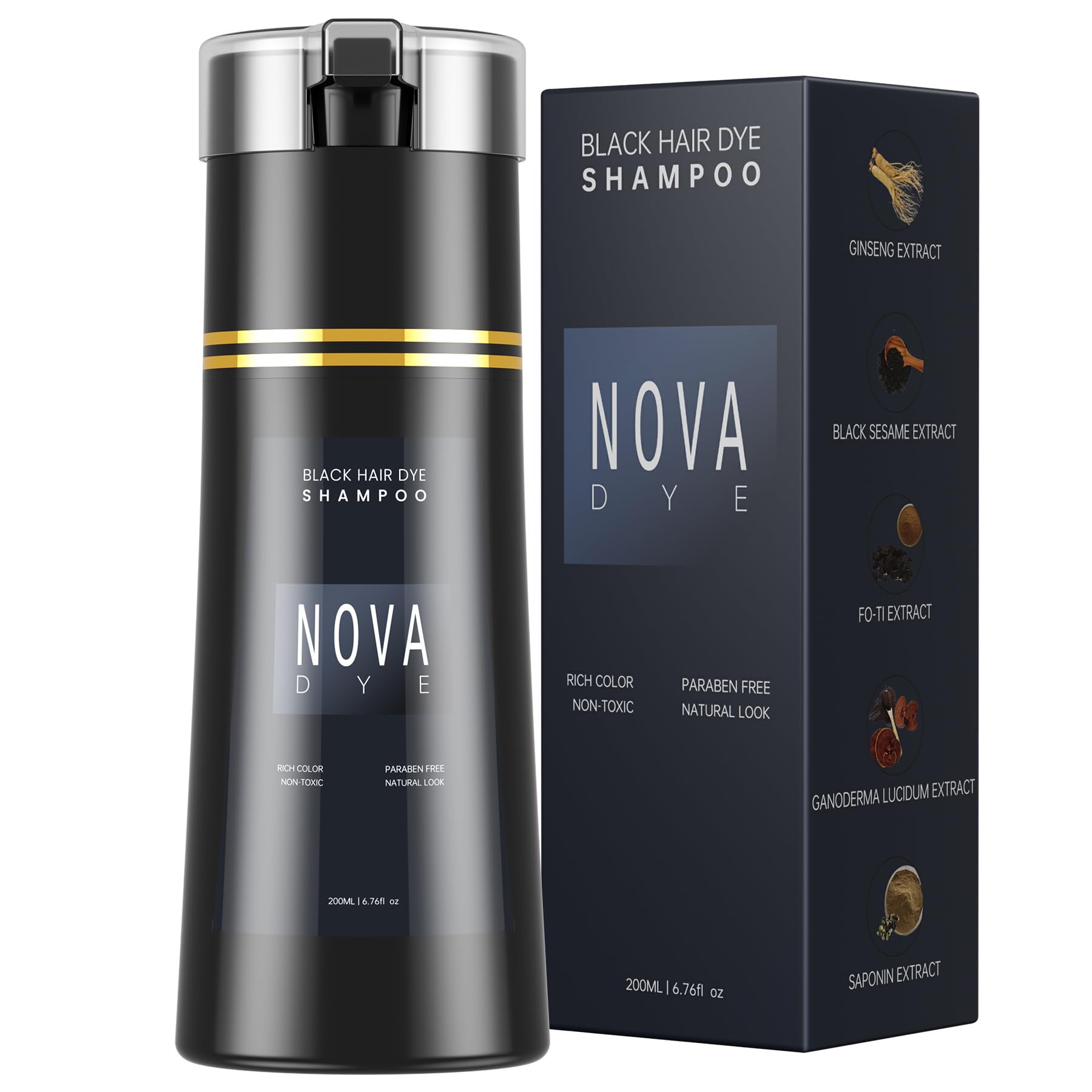 Amazon.com : NOVA DYE Black Hair Dye Shampoo 3 in 1, Natural Dye